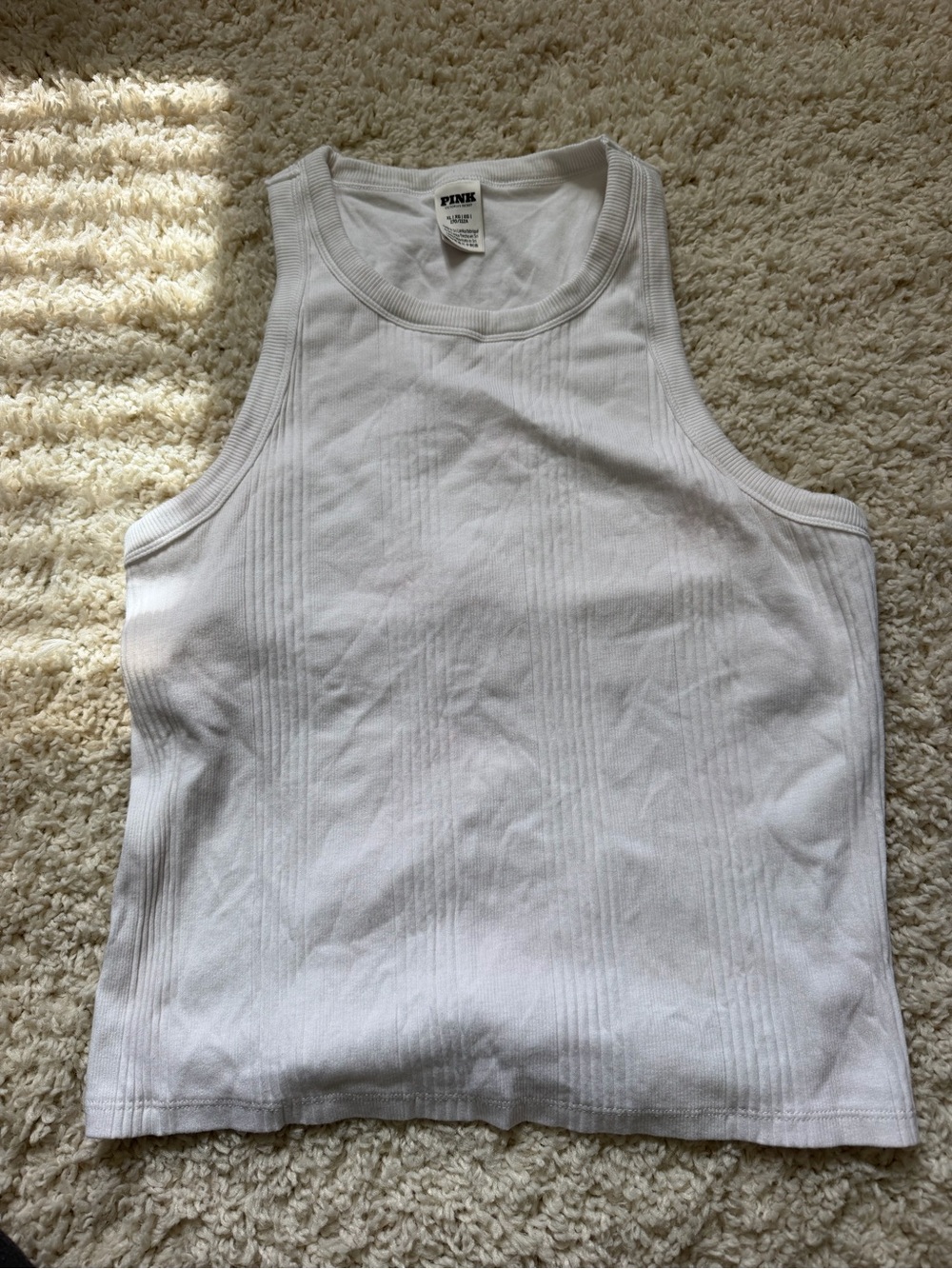 PINK Victoria's Secret White Ribbed Tank
